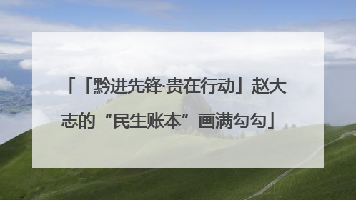 「黔进先锋·贵在行动」赵大志的“民生账本”画满勾勾