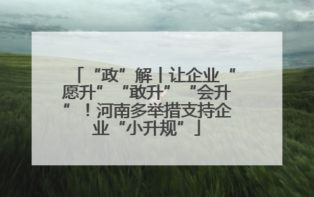 “政”解丨让企业“愿升”“敢升”“会升”！河南多举措支持企业“小升规”