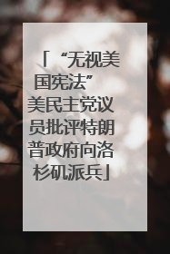 “无视美国宪法” 美民主党议员批评特朗普政府向洛杉矶派兵