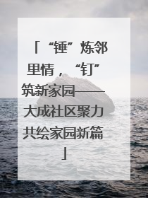 “锤”炼邻里情，“钉”筑新家园——大成社区聚力共绘家园新篇