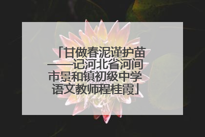 甘做春泥谨护苗——记河北省河间市景和镇初级中学语文教师程桂霞