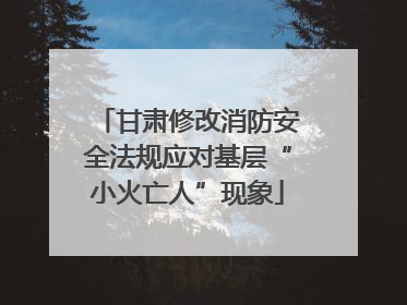 甘肃修改消防安全法规应对基层“小火亡人”现象