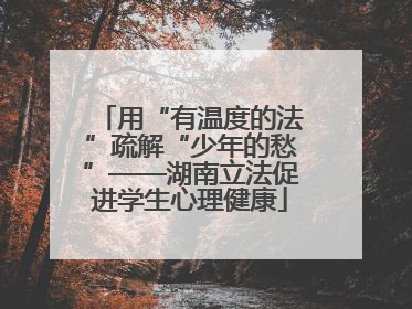 用“有温度的法”疏解“少年的愁”——湖南立法促进学生心理健康