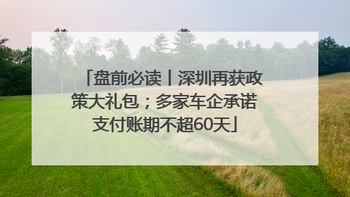 盘前必读丨深圳再获政策大礼包；多家车企承诺支付账期不超60天