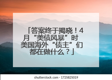 答案终于揭晓！4月“美债风暴”时 美国海外“债主”们都在做什么？