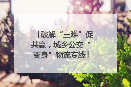 破解“三难”促共赢，城乡公交“变身”物流专线