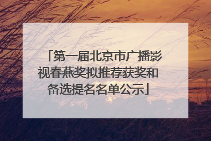 第一届北京市广播影视春燕奖拟推荐获奖和备选提名名单公示