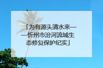 为有源头清水来——忻州市汾河流域生态修复保护纪实