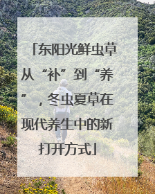 东阳光鲜虫草从“补”到“养”，冬虫夏草在现代养生中的新打开方式