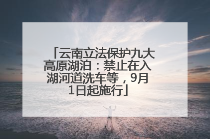 云南立法保护九大高原湖泊：禁止在入湖河道洗车等，9月1日起施行