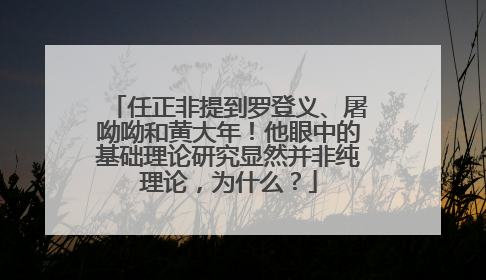 任正非提到罗登义、屠呦呦和黄大年！他眼中的基础理论研究显然并非纯理论，为什么？