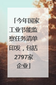 今年国家工业节能监察任务清单印发，包括2797家企业