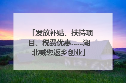 发放补贴、扶持项目、税费优惠……湖北喊您返乡创业