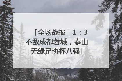 全场战报｜1：3不敌成都蓉城，泰山无缘足协杯八强
