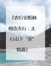 农行安阳林州市支行：太行山下“农”情涌