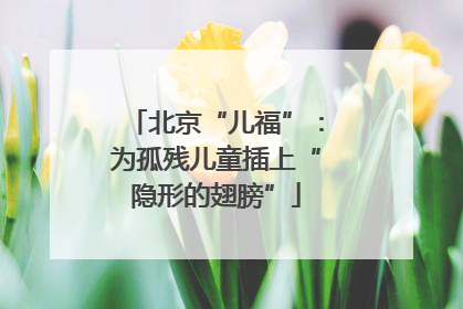 北京“儿福”：为孤残儿童插上“隐形的翅膀”