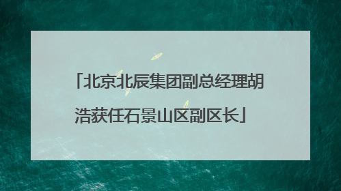 北京北辰集团副总经理胡浩获任石景山区副区长