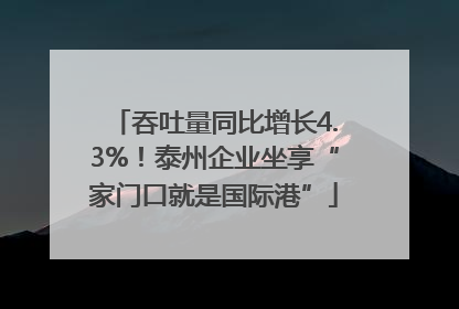 吞吐量同比增长4.3%！泰州企业坐享“家门口就是国际港”