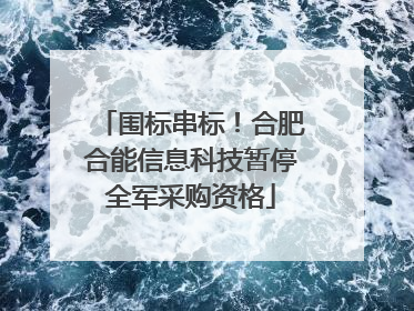 围标串标！合肥合能信息科技暂停全军采购资格