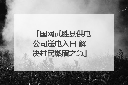 国网武胜县供电公司送电入田 解决村民燃眉之急