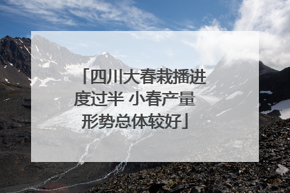四川大春栽播进度过半 小春产量形势总体较好