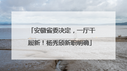 安徽省委决定，一厅干履新！杨秀颀新职明确