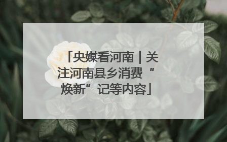 央媒看河南｜关注河南县乡消费“焕新”记等内容