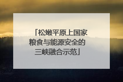松嫩平原上国家粮食与能源安全的三峡融合示范