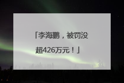 李海鹏，被罚没超426万元！