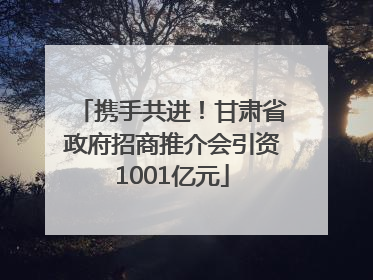 携手共进！甘肃省政府招商推介会引资1001亿元