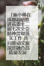 施小琳在成都调研推进省委十二届七次全会精神贯彻落实工作 共同推动文旅深度融合高质量发展 加快打造支柱产业民生产业幸福产业