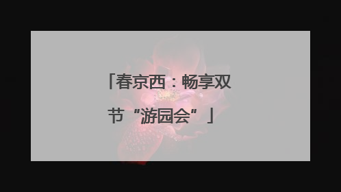 春京西：畅享双节“游园会”