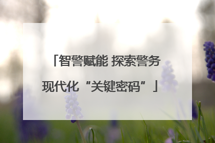 智警赋能 探索警务现代化“关键密码”