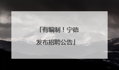 有编制！宁德发布招聘公告