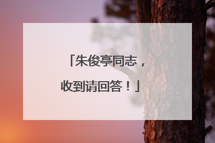 朱俊亭同志，收到请回答！