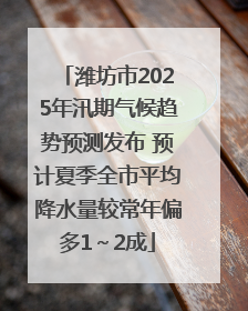 潍坊市2025年汛期气候趋势预测发布 预计夏季全市平均降水量较常年偏多1～2成