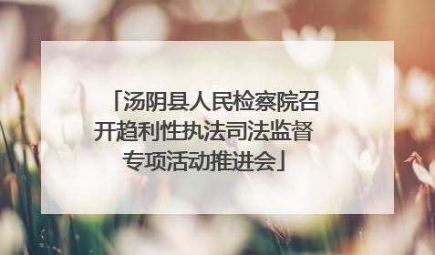 汤阴县人民检察院召开趋利性执法司法监督专项活动推进会