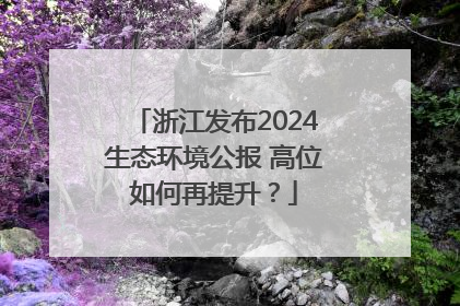 浙江发布2024生态环境公报 高位如何再提升？