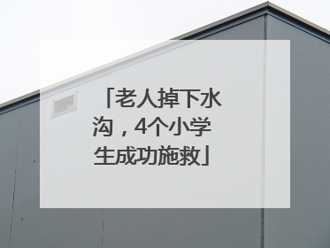 老人掉下水沟，4个小学生成功施救