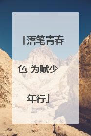 落笔青春色 为赋少年行
