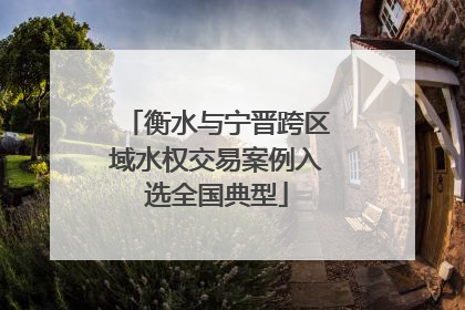 衡水与宁晋跨区域水权交易案例入选全国典型