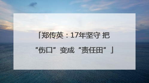 郑传英：17年坚守 把“伤口”变成“责任田”