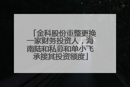 金科股份重整更换一家财务投资人，海南陆和私募和单小飞承接其投资额度