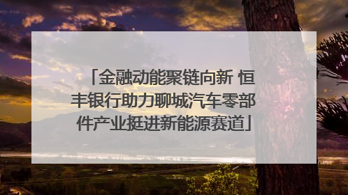 金融动能聚链向新 恒丰银行助力聊城汽车零部件产业挺进新能源赛道