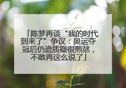 陈梦再谈“我的时代到来了”争议：奥运夺冠后仍遭质疑很煎熬，不敢再这么说了