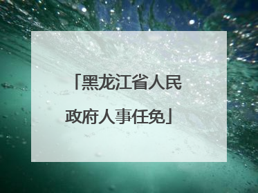 黑龙江省人民政府人事任免