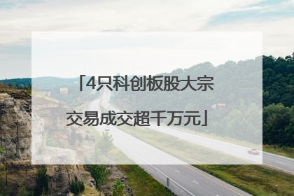 4只科创板股大宗交易成交超千万元